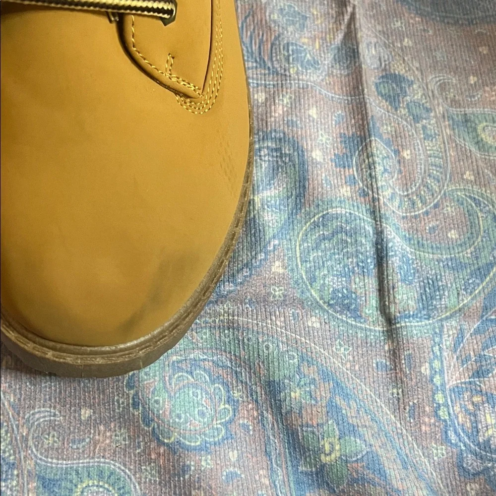 Tan Ankle Boots with Plaid Cuff - Picture 6 of 8